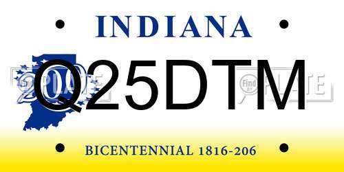 Q25DTM Indiana License Plate