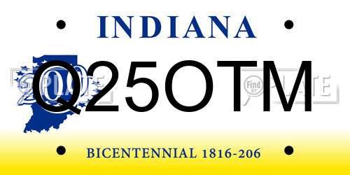 Q25OTM Indiana License Plate
