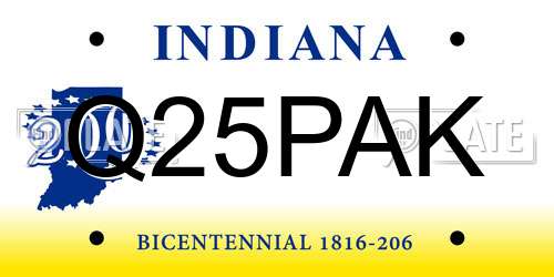Q25PAK Indiana License Plate