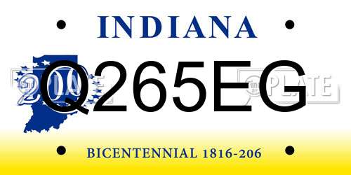 Q265EG Indiana License Plate