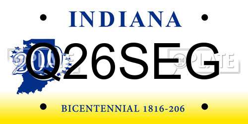 Q26SEG Indiana License Plate
