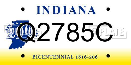 Q2785C Indiana License Plate