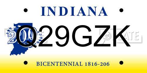 Q29GZK Indiana License Plate