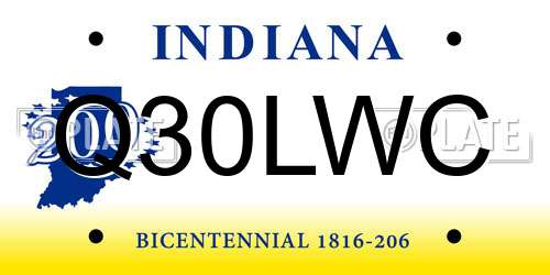 Q30LWC Indiana License Plate