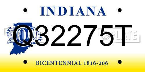 Q32275T Indiana License Plate