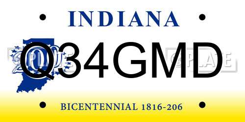 Q34GMD Indiana License Plate