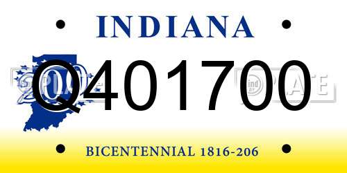 Q401700 Indiana License Plate