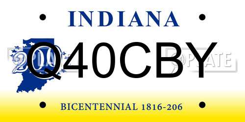 Q40CBY Indiana License Plate