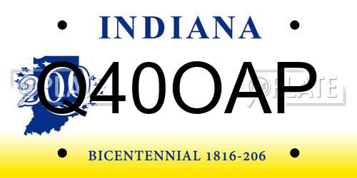 Q40OAP Indiana License Plate