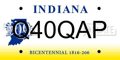 Q40QAP Indiana License Plate