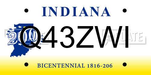 Q43ZWI Indiana License Plate