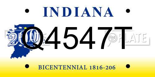 Q4547T Indiana License Plate