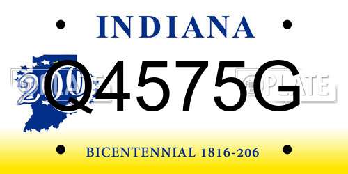 Q4575G Indiana License Plate