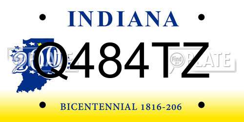 Q484TZ Indiana License Plate