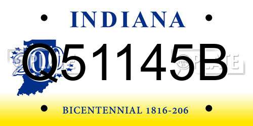 Q51145B Indiana License Plate