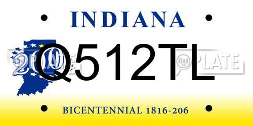Q512TL Indiana License Plate