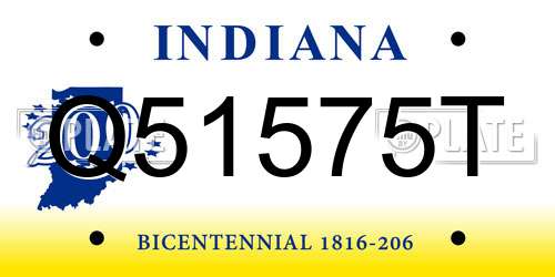 Q51575T Indiana License Plate