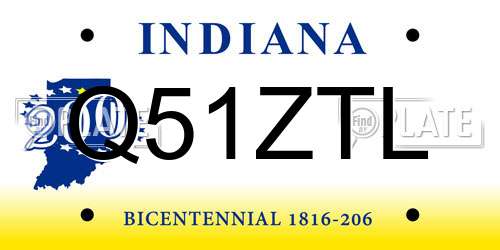 Q51ZTL Indiana License Plate