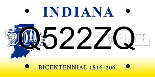 Q522ZQ Indiana License Plate