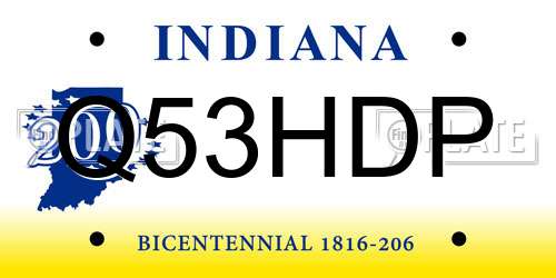Q53HDP Indiana License Plate