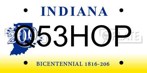 Q53HOP Indiana License Plate
