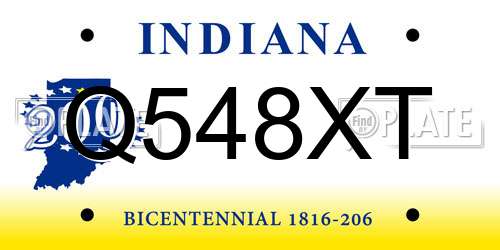 Q548XT Indiana License Plate