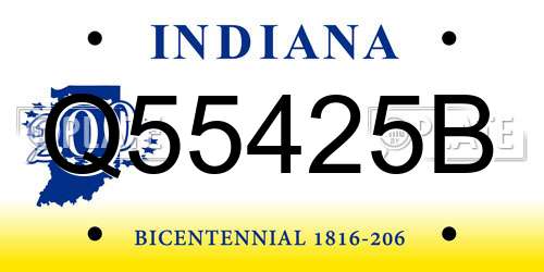 Q55425B Indiana License Plate