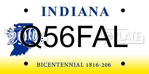 Q56FAL Indiana License Plate