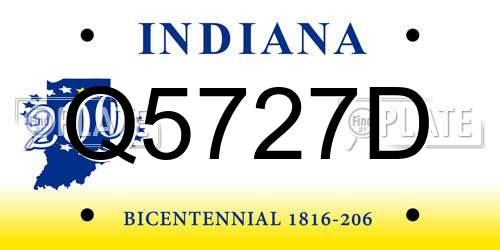 Q5727D Indiana License Plate