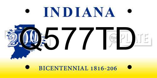Q577TD Indiana License Plate