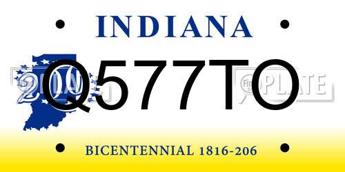 Q577TO Indiana License Plate