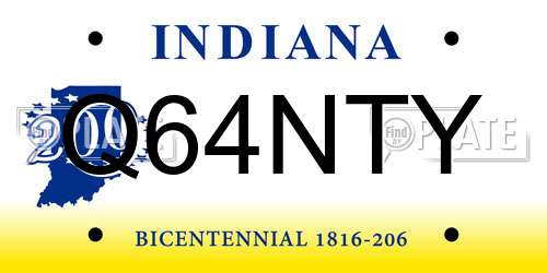 Q64NTY Indiana License Plate