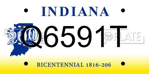 Q6591T Indiana License Plate