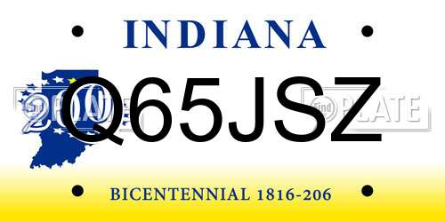 Q65JSZ Indiana License Plate