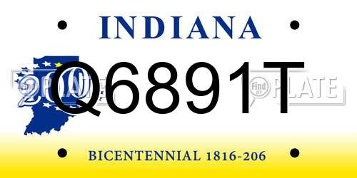 Q6891T Indiana License Plate
