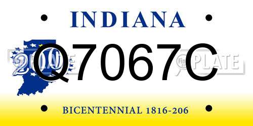 Q7067C Indiana License Plate