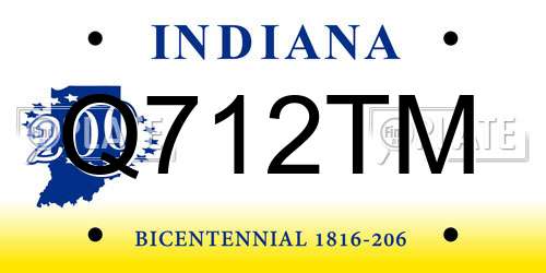 Q712TM Indiana License Plate