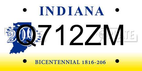 Q712ZM Indiana License Plate