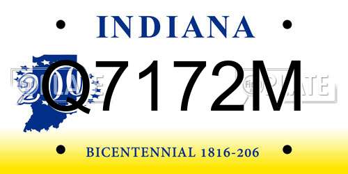 Q7172M Indiana License Plate