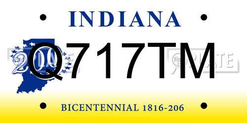 Q717TM Indiana License Plate
