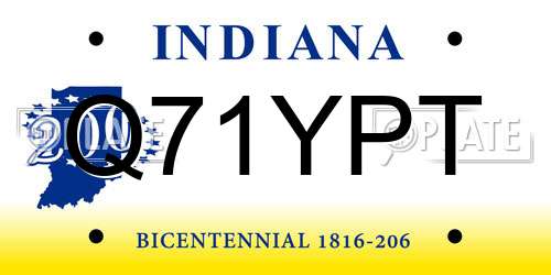 Q71YPT Indiana License Plate