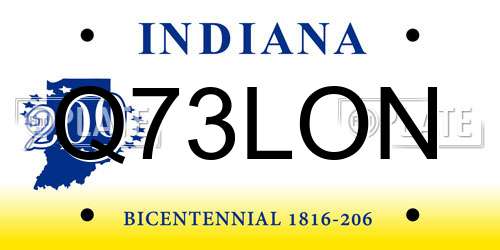 Q73LON Indiana License Plate