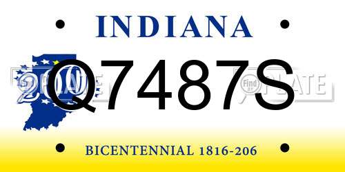 Q7487S Indiana License Plate