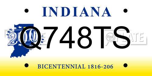Q748TS Indiana License Plate