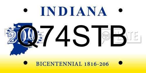 Q74STB Indiana License Plate