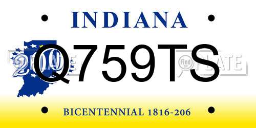 Q759TS Indiana License Plate