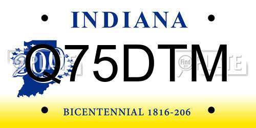 Q75DTM Indiana License Plate