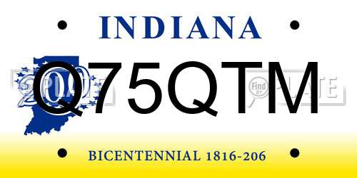 Q75QTM Indiana License Plate