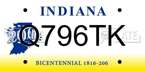 Q796TK Indiana License Plate