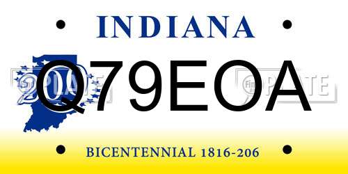 Q79EOA Indiana License Plate